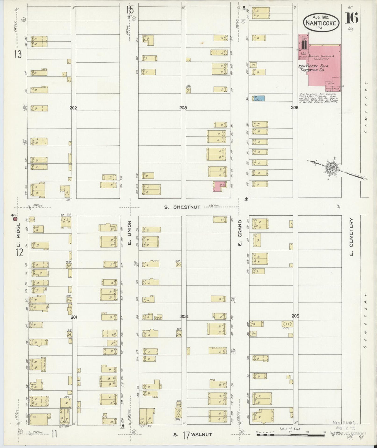 Sanborn Fire Insurance Map from Nanticoke, Luzerne County, Pennsylvania (1912), Sheet #0016 - Historic Sanborn Fire Insurance Map Print, vintage old map wall art, antique decor, genealogy gift, Pennsylvania Pennsylvania map