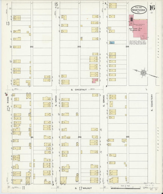 Sanborn Fire Insurance Map from Nanticoke, Luzerne County, Pennsylvania (1912), Sheet #0016 - Historic Sanborn Fire Insurance Map Print, vintage old map wall art, antique decor, genealogy gift, Pennsylvania Pennsylvania map