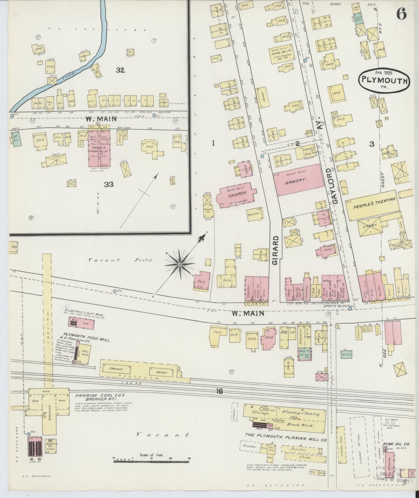 Sanborn Fire Insurance Map from Plymouth, Luzerne County, Pennsylvania (1891), Sheet #0006 - Complete Map Set gallery image, historic Sanborn map, vintage wall art, Pennsylvania Pennsylvania