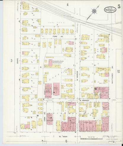 Sanborn Fire Insurance Map from Norwalk, Huron County, Ohio (1911), Sheet #0005 - Historic Sanborn Fire Insurance Map Print, vintage old map wall art, antique decor, genealogy gift, Ohio Ohio map