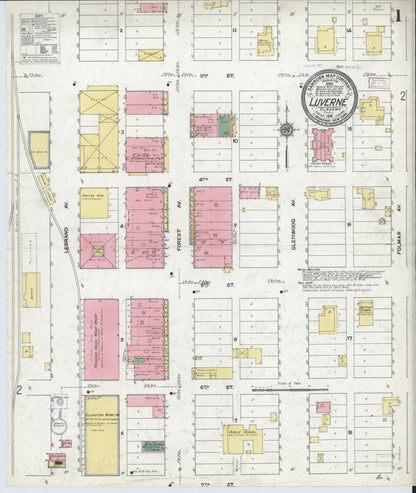 Sanborn Fire Insurance Map from Luverne, Crenshaw County, Alabama (1910), Sheet #0001 - Complete Map Set gallery image, historic Sanborn map, vintage wall art, Alabama Alabama