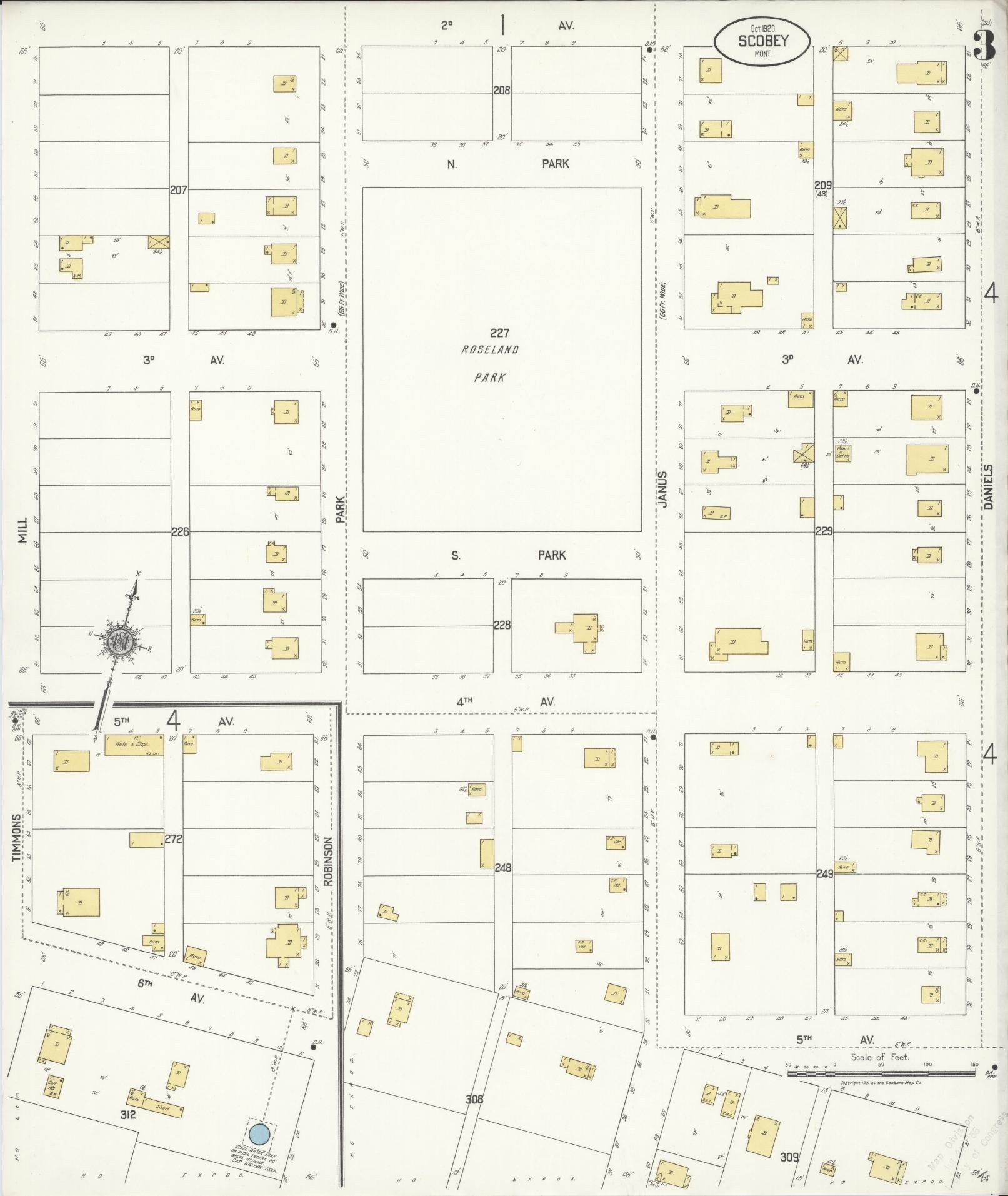 Sanborn Fire Insurance Map from Scobey, Daniels County, Montana (1920), Sheet #0003 - Historic Sanborn Fire Insurance Map Print, vintage old map wall art, antique decor, genealogy gift, Montana Montana map