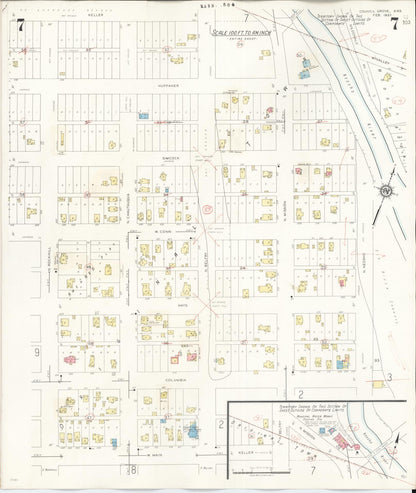 Sanborn Fire Insurance Map from Council Grove, Morris County, Kansas (1944), Sheet #0007 - Complete Map Set gallery image, historic Sanborn map, vintage wall art, Kansas Kansas