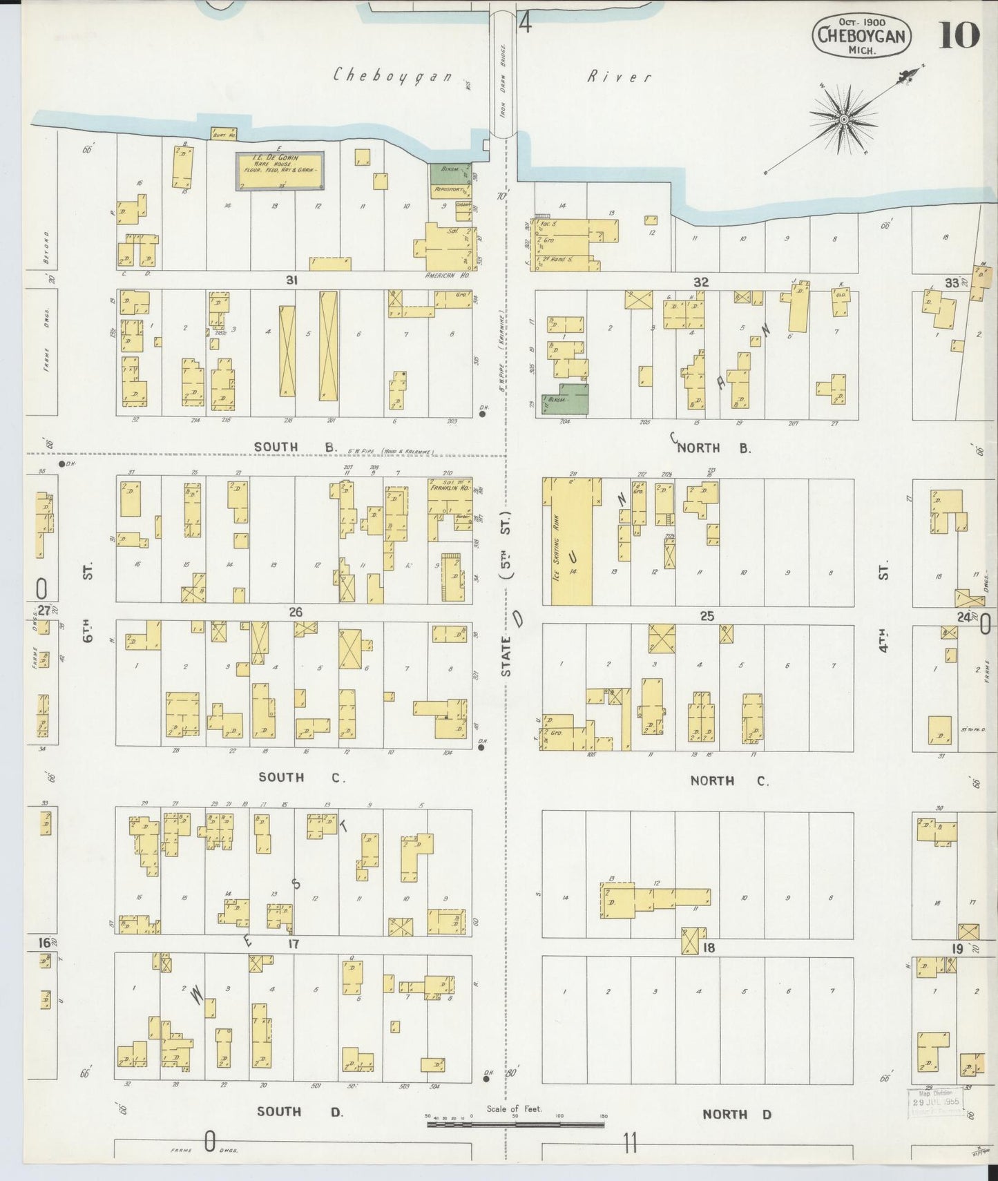 Sanborn Fire Insurance Map from Cheboygan, Cheboygan County, Michigan (1900), Sheet #0010 - Complete Map Set gallery image, historic Sanborn map, vintage wall art, Michigan Michigan