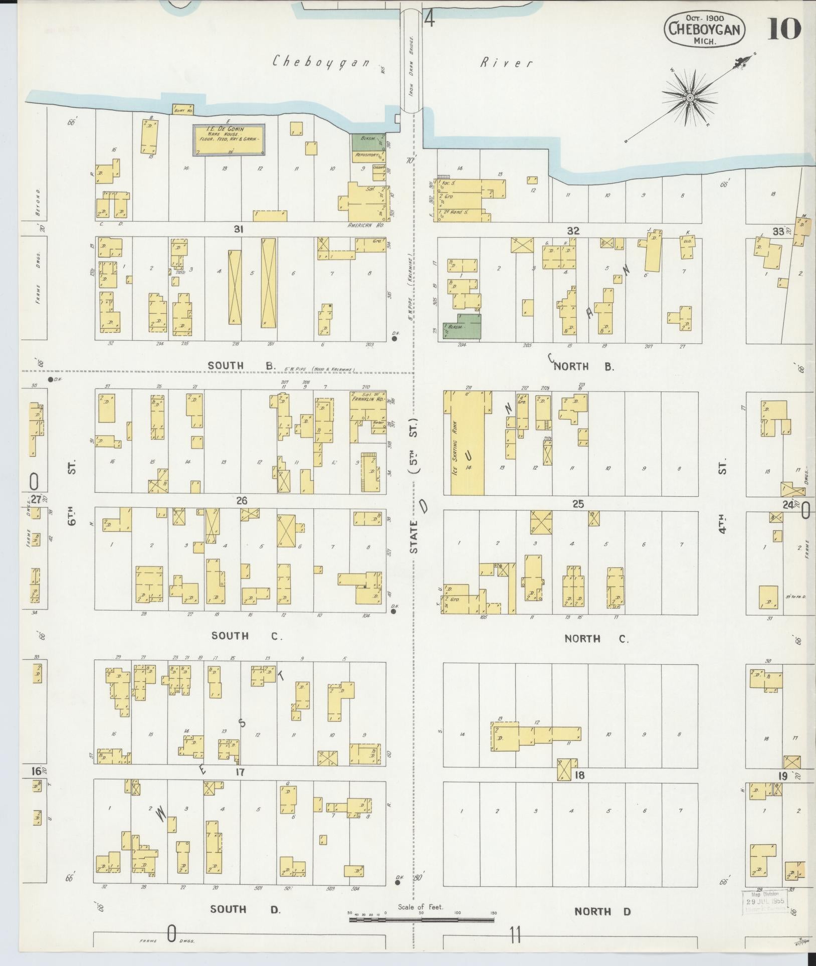 Sanborn Fire Insurance Map from Cheboygan, Cheboygan County, Michigan (1900), Sheet #0010 - Complete Map Set gallery image, historic Sanborn map, vintage wall art, Michigan Michigan