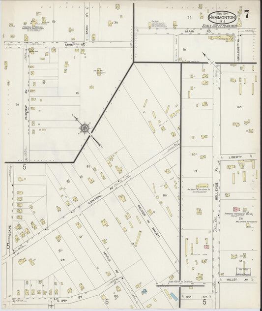 Sanborn Fire Insurance Map from Hammonton, Atlantic County, New Jersey (1914), Sheet #0007 - Historic Sanborn Fire Insurance Map Print, vintage old map wall art, antique decor, genealogy gift, New Jersey New Jersey map