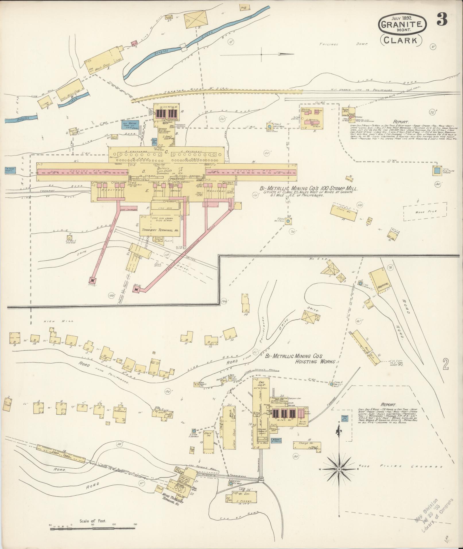 Sanborn Fire Insurance Map from Granite, Deer Lodge County, Montana (1892), Sheet #0003 - Complete Map Set gallery image, historic Sanborn map, vintage wall art, Montana Montana