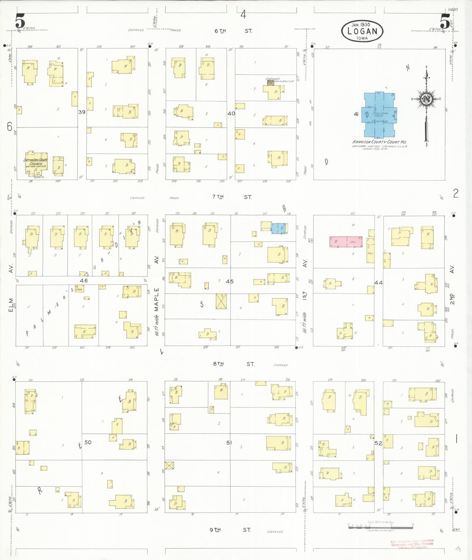 Sanborn Fire Insurance Map from Logan, Harrison County, Iowa (1930), Sheet #0005 - Historic Sanborn Fire Insurance Map Print