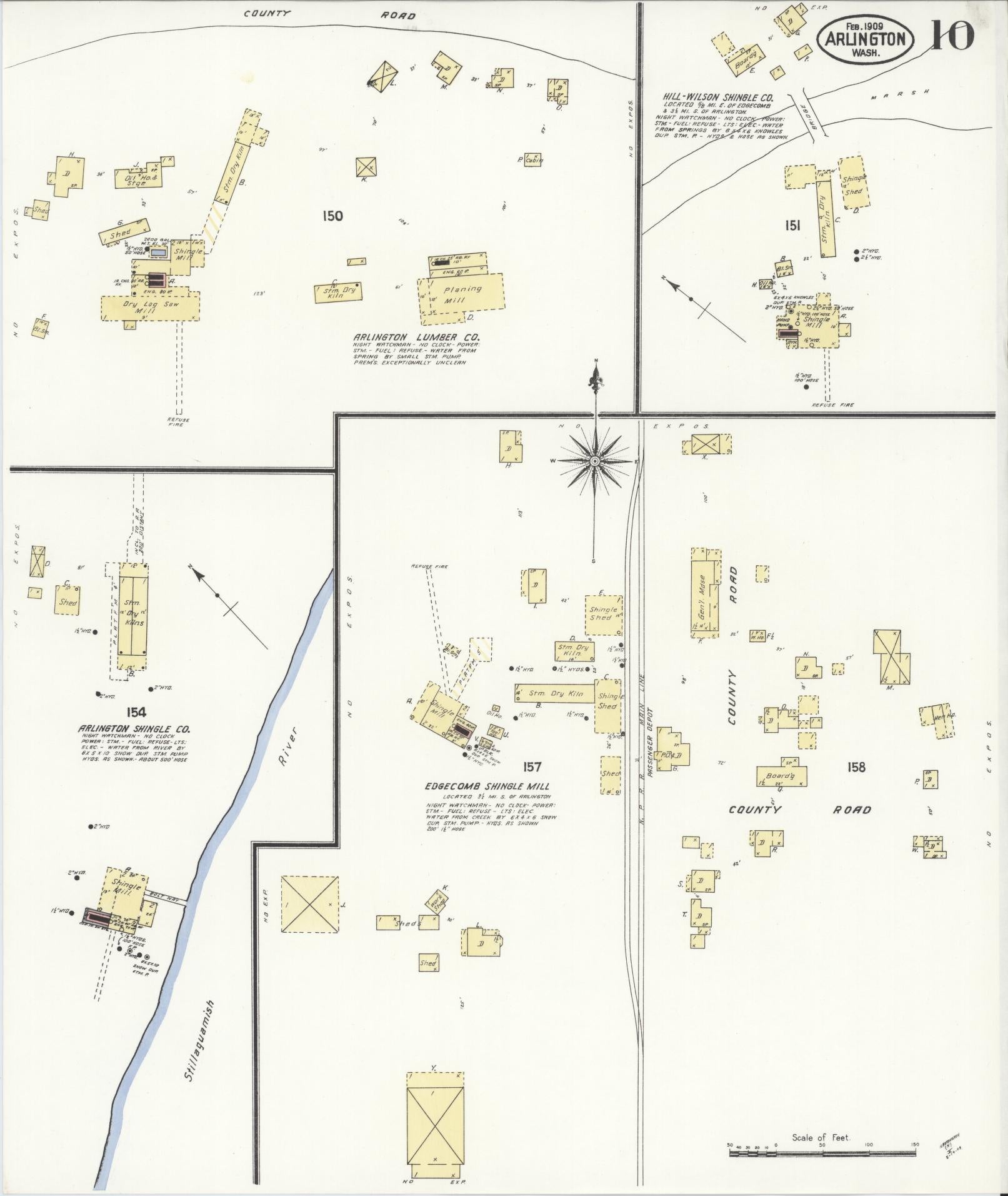 Sanborn Fire Insurance Map from Arlington, Snohomish County, Washington (1909), Sheet #0010 - Historic Sanborn Fire Insurance Map Print, vintage old map wall art, antique decor, genealogy gift, Washington Washington map
