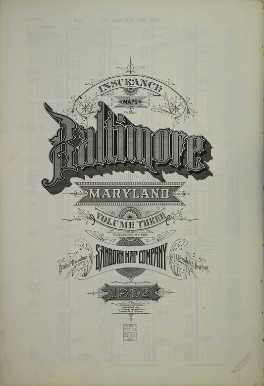 Sanborn Fire Insurance Map from Baltimore, Independent Cities, Maryland (1902), Sheet #0001 - Historic Sanborn Fire Insurance Map Print, vintage old map wall art, antique decor, genealogy gift, Maryland Maryland map
