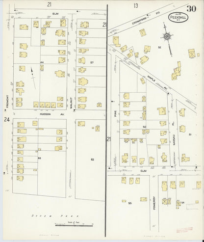 Sanborn Fire Insurance Map from Peekskill, Westchester County, New York (1911), Sheet #0030 - Complete Map Set gallery image, historic Sanborn map, vintage wall art, New York New York