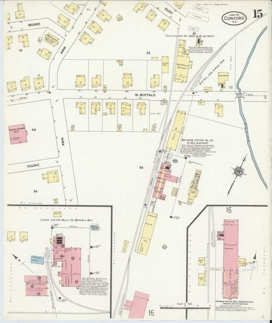 Sanborn Fire Insurance Map from Concord, Cabarrus County, North Carolina (1911), Sheet #0015 - Historic Sanborn Fire Insurance Map Print, vintage old map wall art, antique decor, genealogy gift, North Carolina North Carolina map