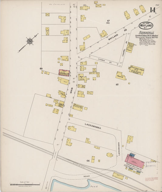 Sanborn Fire Insurance Map from Wayland, Steuben County, New York (1922), Sheet #0014 - Historic Sanborn Fire Insurance Map Print, vintage old map wall art, antique decor, genealogy gift, New York New York map