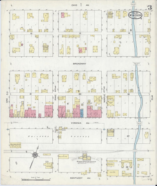 Sanborn Fire Insurance Map from Windsor, Shelby County, Illinois (1913), Sheet #0003 - Historic Sanborn Fire Insurance Map Print, vintage old map wall art, antique decor, genealogy gift, Illinois Illinois map