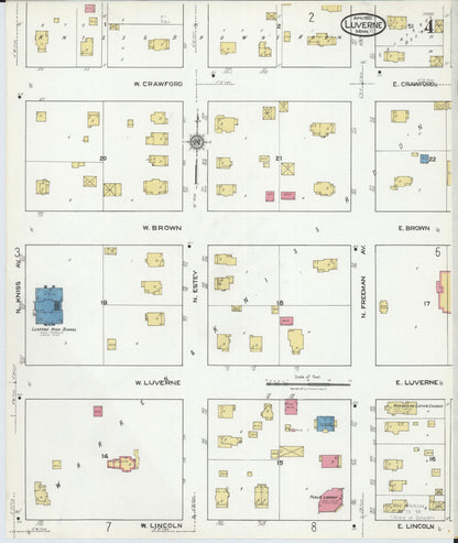 Sanborn Fire Insurance Map from Luverne, Rock County, Minnesota (1921), Sheet #0004 - Historic Sanborn Fire Insurance Map Print, vintage old map wall art, antique decor, genealogy gift, Minnesota Minnesota map