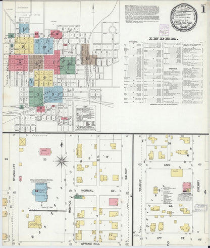 Sanborn Fire Insurance Map from Chillicothe, Livingston County, Missouri (1901), Sheet #0001 - Complete Map Set gallery image, historic Sanborn map, vintage wall art, Missouri Missouri