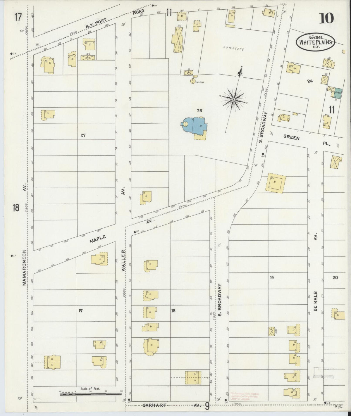 Sanborn Fire Insurance Map from White Plains, Westchester County, New York (1905), Sheet #0010 - Complete Map Set gallery image, historic Sanborn map, vintage wall art, New York New York