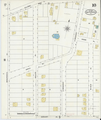 Sanborn Fire Insurance Map from White Plains, Westchester County, New York (1905), Sheet #0010 - Complete Map Set gallery image, historic Sanborn map, vintage wall art, New York New York
