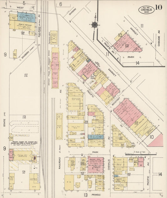 Sanborn Fire Insurance Map from Chehalis, Lewis County, Washington (1912), Sheet #0010 - Historic Sanborn Fire Insurance Map Print, vintage old map wall art, antique decor, genealogy gift, Washington Washington map