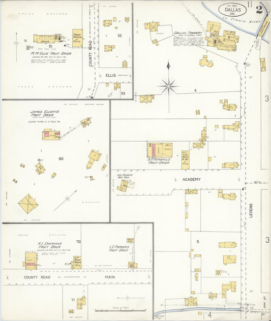 Sanborn Fire Insurance Map from Dallas, Polk County, Oregon (1905), Sheet #0002 - Historic Sanborn Fire Insurance Map Print, vintage old map wall art, antique decor, genealogy gift, Oregon Oregon map