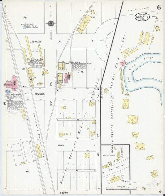 Sanborn Fire Insurance Map from Seward, Seward County, Nebraska (1910), Sheet #0006 - Historic Sanborn Fire Insurance Map Print, vintage old map wall art, antique decor, genealogy gift, Nebraska Nebraska map