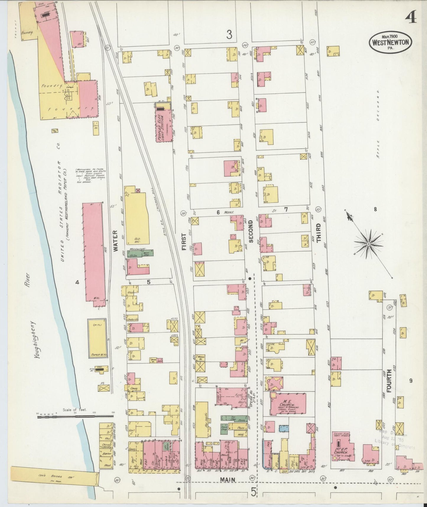 Sanborn Fire Insurance Map from West Newton, Westmoreland County, Pennsylvania (1900), Sheet #0004 - Complete Map Set gallery image, historic Sanborn map, vintage wall art, Pennsylvania Pennsylvania