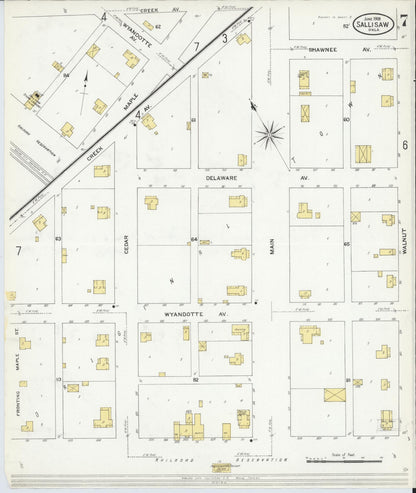 Sanborn Fire Insurance Map from Sallisaw, Sequoyah County, Oklahoma (1909), Sheet #0007 - Complete Map Set gallery image, historic Sanborn map, vintage wall art, Oklahoma Oklahoma