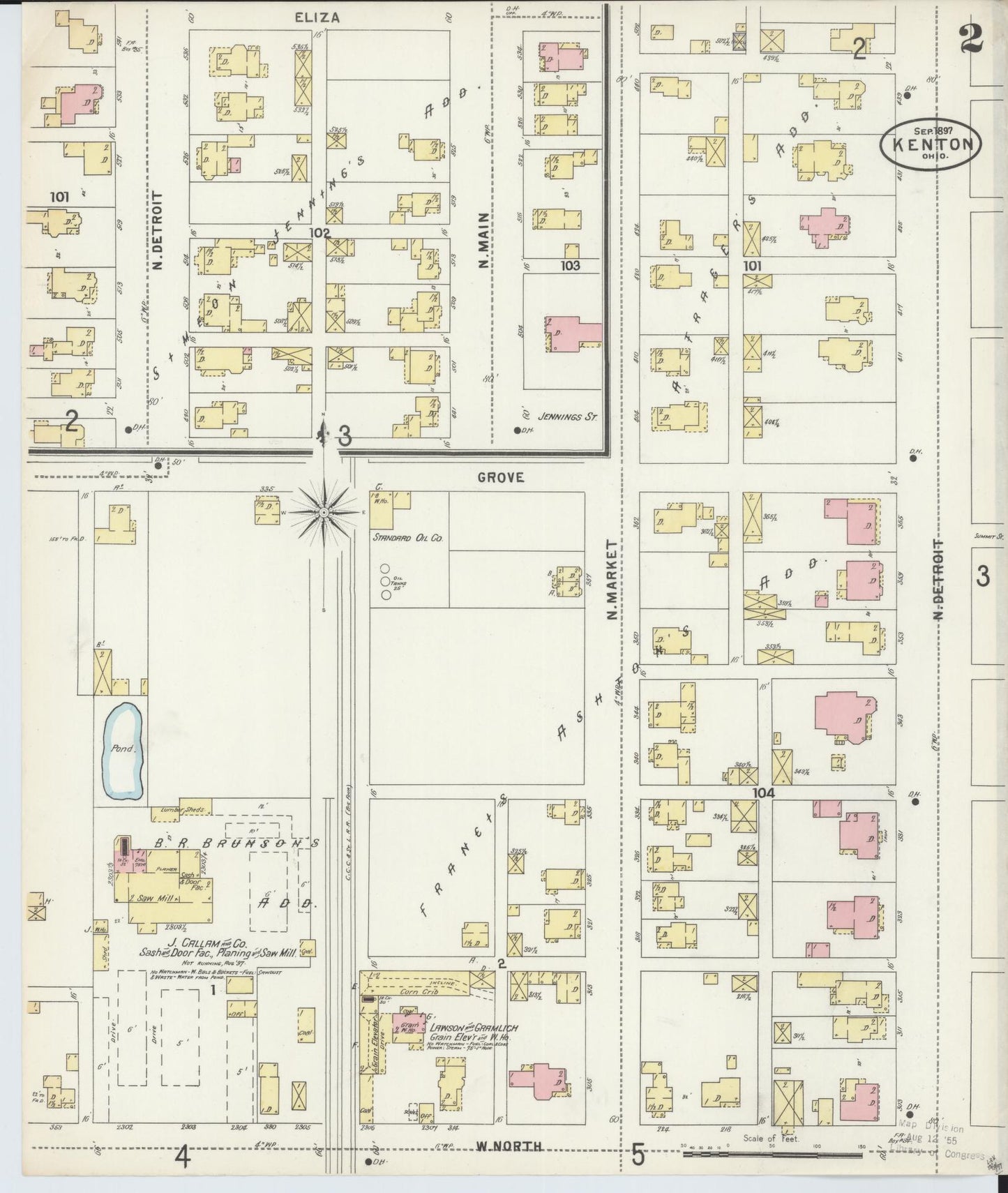 Sanborn Fire Insurance Map from Kenton, Hardin County, Ohio (1897), Sheet #0002 - Historic Sanborn Fire Insurance Map Print, vintage old map wall art, antique decor, genealogy gift, Ohio Ohio map