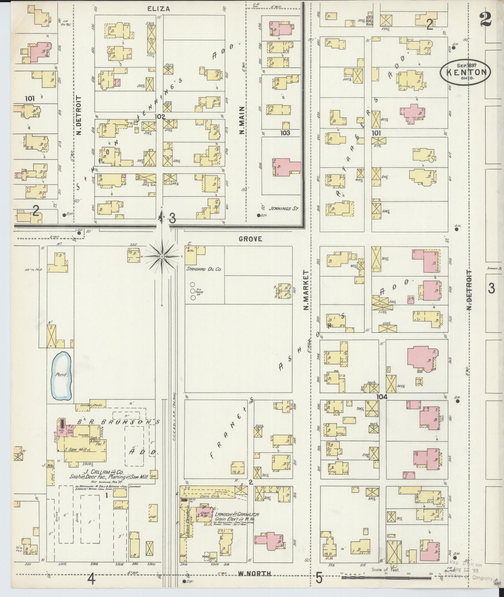 Sanborn Fire Insurance Map from Kenton, Hardin County, Ohio (1897), Sheet #0002 - Historic Sanborn Fire Insurance Map Print, vintage old map wall art, antique decor, genealogy gift, Ohio Ohio map