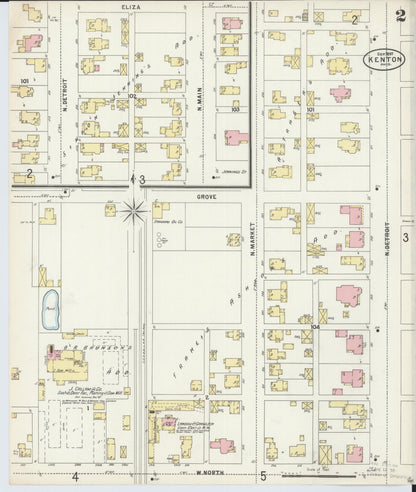 Sanborn Fire Insurance Map from Kenton, Hardin County, Ohio (1897), Sheet #0002 - Historic Sanborn Fire Insurance Map Print, vintage old map wall art, antique decor, genealogy gift, Ohio Ohio map