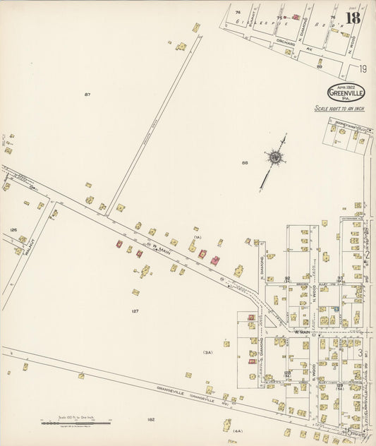 Sanborn Fire Insurance Map from Greenville, Mercer County, Pennsylvania (1922), Sheet #0018 - Historic Sanborn Fire Insurance Map Print, vintage old map wall art, antique decor, genealogy gift, Pennsylvania Pennsylvania map