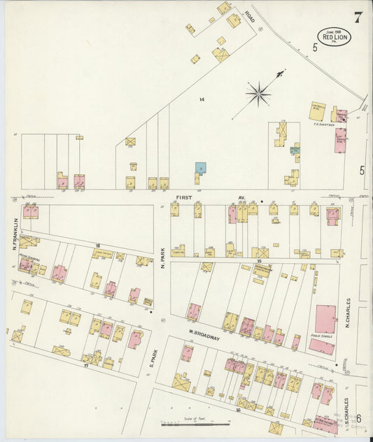 Sanborn Fire Insurance Map from Red Lion, York County, Pennsylvania (1908), Sheet #0007 - Historic Sanborn Fire Insurance Map Print, vintage old map wall art, antique decor, genealogy gift, Pennsylvania Pennsylvania map