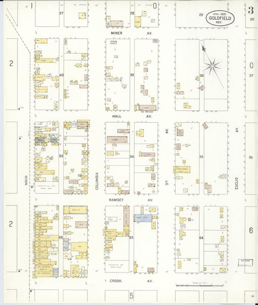 Sanborn Fire Insurance Map from Goldfield, Esmeralda County, Nevada (1905), Sheet #0003 - Historic Sanborn Fire Insurance Map Print, vintage old map wall art, antique decor, genealogy gift, Nevada Nevada map