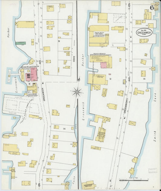 Sanborn Fire Insurance Map from Greenwich, Fairfield County, Connecticut (1901), Sheet #0006 - Historic Sanborn Fire Insurance Map Print, vintage old map wall art, antique decor, genealogy gift, Connecticut Connecticut map