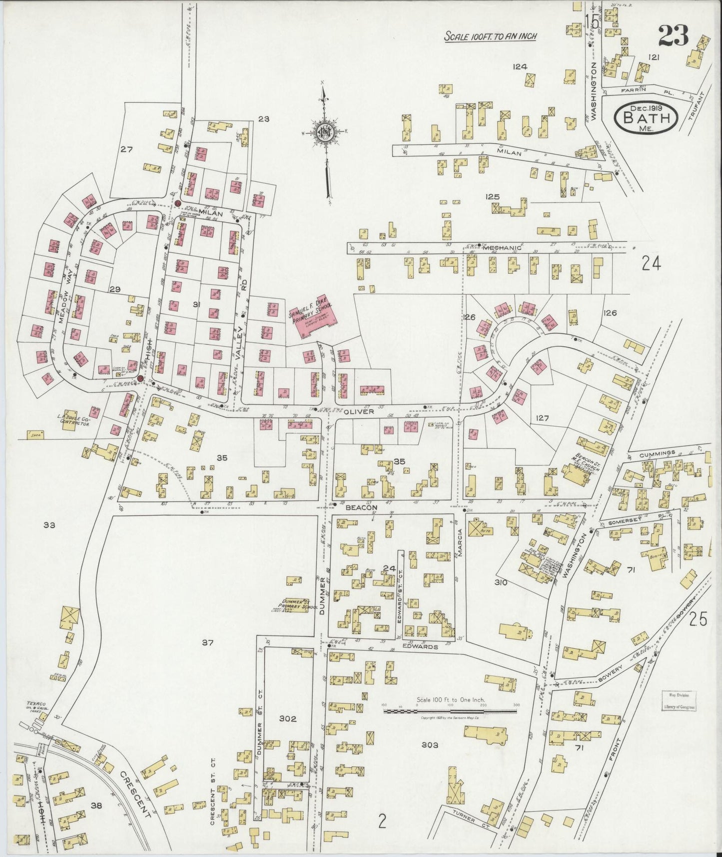 Sanborn Fire Insurance Map from Bath, Sagadahoc County, Maine (1919), Sheet #0023 - Complete Map Set gallery image, historic Sanborn map, vintage wall art, Maine Maine