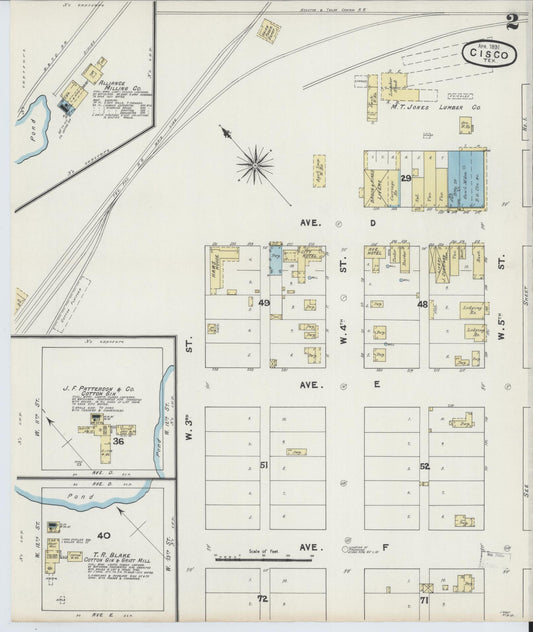 Sanborn Fire Insurance Map from Cisco, Eastland County, Texas (1891), Sheet #0002 - Historic Sanborn Fire Insurance Map Print, vintage old map wall art, antique decor, genealogy gift, Texas Texas map