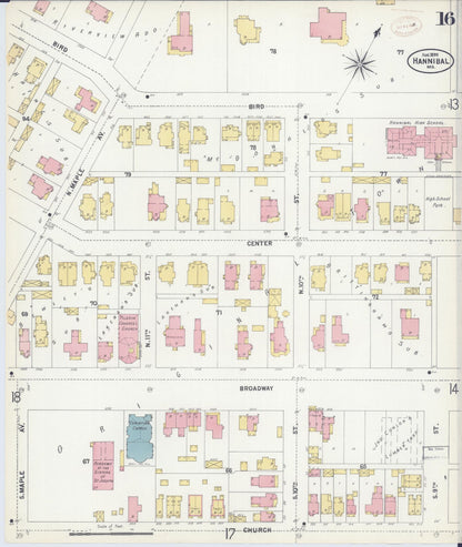 Sanborn Fire Insurance Map from Hannibal, Marion County, Missouri (1899), Sheet #0016 - Complete Map Set gallery image, historic Sanborn map, vintage wall art, Missouri Missouri