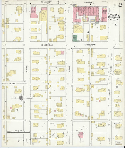 Sanborn Fire Insurance Map from Rockville, Parke County, Indiana (1910), Sheet #0002 - Complete Map Set gallery image, historic Sanborn map, vintage wall art, Indiana Indiana