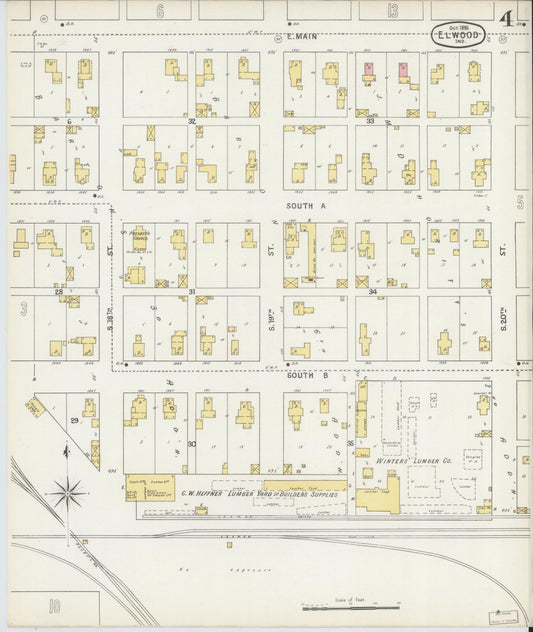 Sanborn Fire Insurance Map from Elwood, Madison County, Indiana (1895), Sheet #0004 - Historic Sanborn Fire Insurance Map Print, vintage old map wall art, antique decor, genealogy gift, Indiana Indiana map