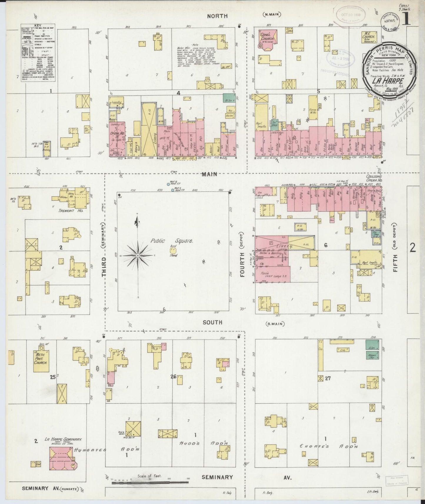 Sanborn Fire Insurance Map from La Harpe, Hancock County, Illinois (1898), Sheet #0001 - Historic Sanborn Fire Insurance Map Print, vintage old map wall art, antique decor, genealogy gift, Illinois Illinois map