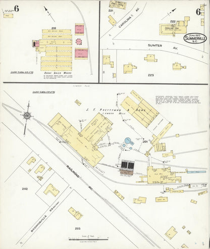 Sanborn Fire Insurance Map from Summerville, Dorchester County, South Carolina (1923), Sheet #0006 - Complete Map Set gallery image, historic Sanborn map, vintage wall art, South Carolina South Carolina