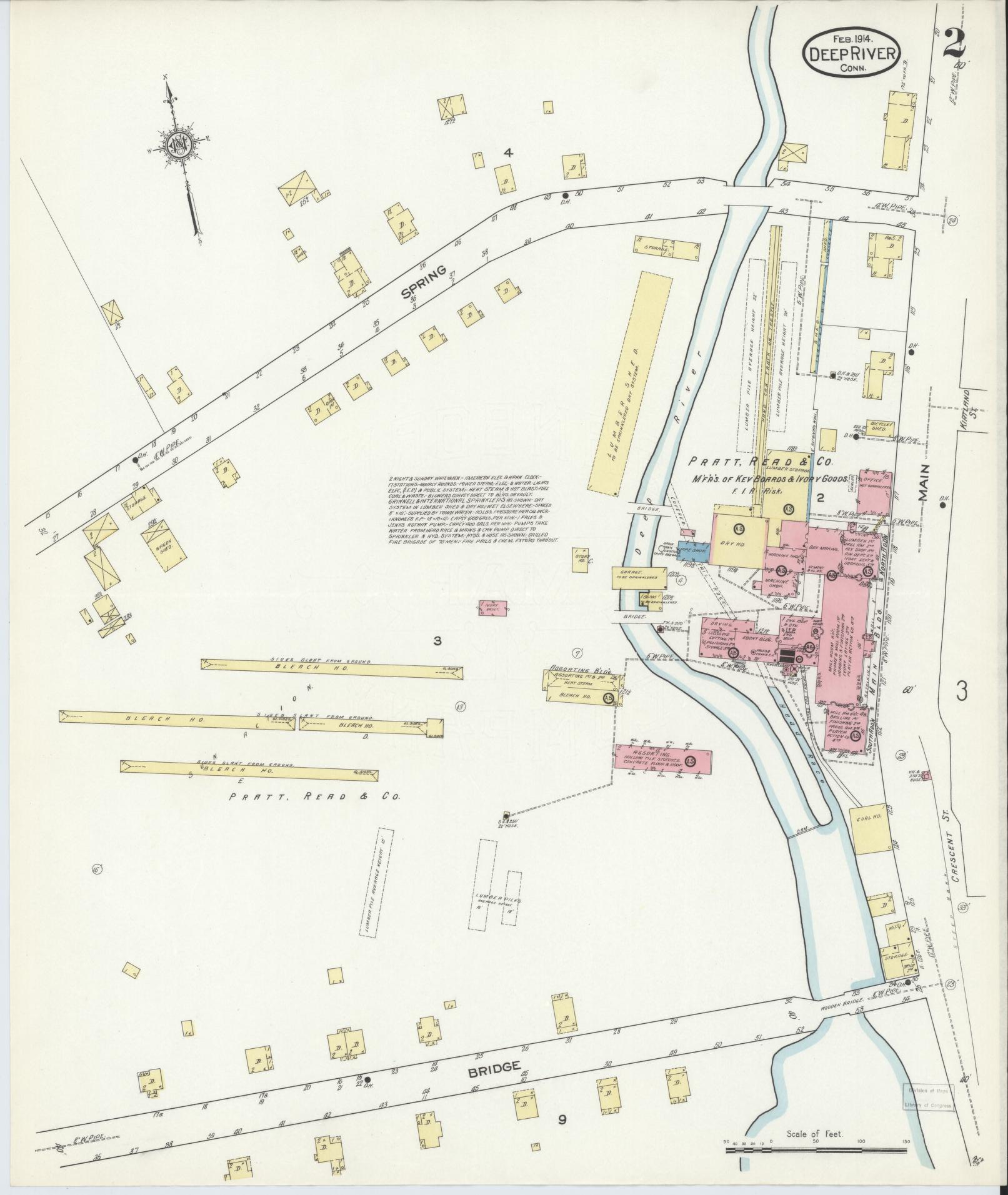 Sanborn Fire Insurance Map from Deep River, Middlesex County, Connecticut (1914), Sheet #0002 - Historic Sanborn Fire Insurance Map Print, vintage old map wall art, antique decor, genealogy gift, Connecticut Connecticut map