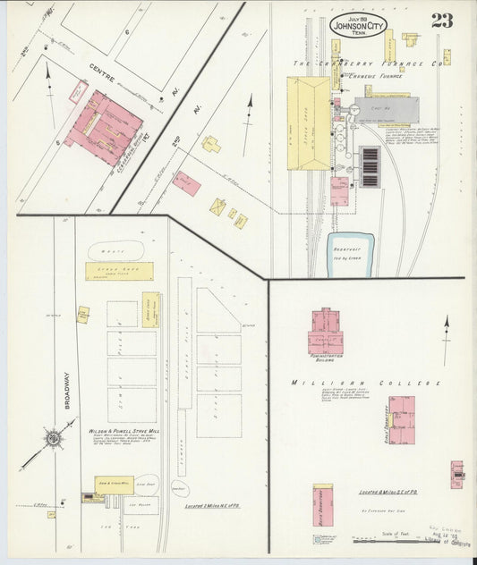 Sanborn Fire Insurance Map from Johnson City, Washington County, Tennessee (1913), Sheet #0023 - Historic Sanborn Fire Insurance Map Print, vintage old map wall art, antique decor, genealogy gift, Tennessee Tennessee map