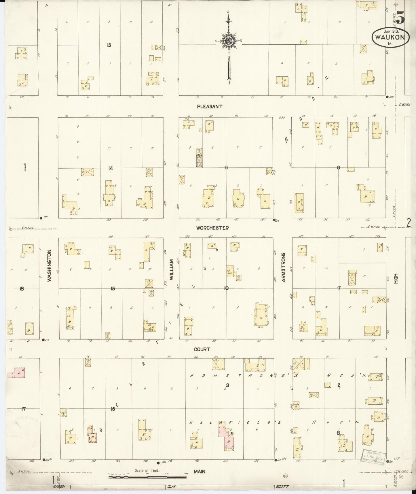 Sanborn Fire Insurance Map from Waukon, Allamakee County, Iowa (1913), Sheet #0005 - Historic Sanborn Fire Insurance Map Print