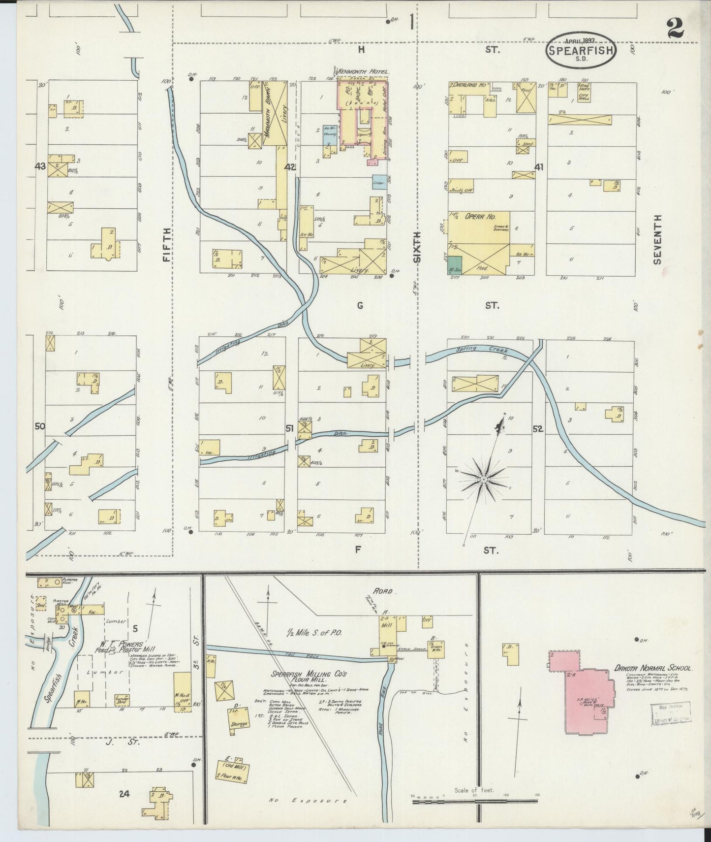 Sanborn Fire Insurance Map from Spearfish, Lawrence County, South Dakota (1897), Sheet #0002 - Complete Map Set gallery image, historic Sanborn map, vintage wall art, South Dakota South Dakota