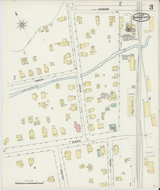 Sanborn Fire Insurance Map from Bainbridge, Chenango County, New York (1897), Sheet #0003 - Historic Sanborn Fire Insurance Map Print, vintage old map wall art, antique decor, genealogy gift, New York New York map