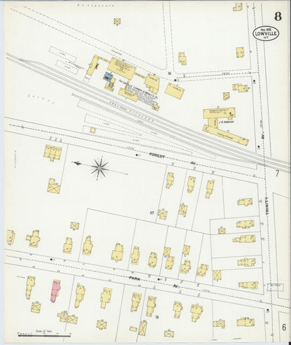 Sanborn Fire Insurance Map from Lowville, Lewis County, New York (1902), Sheet #0008 - Complete Map Set gallery image, historic Sanborn map, vintage wall art, New York New York