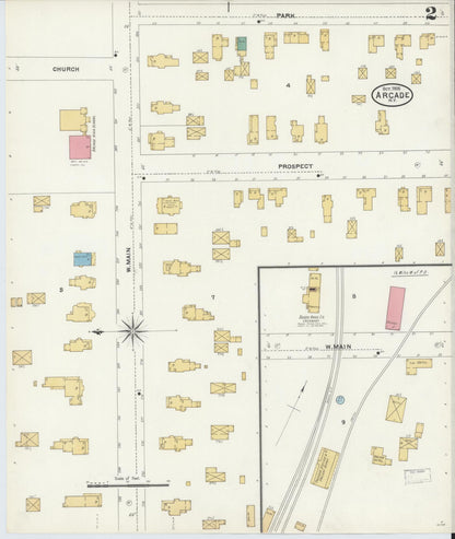 Sanborn Fire Insurance Map from Arcade, Wyoming County, New York (1905), Sheet #0002 - Complete Map Set gallery image, historic Sanborn map, vintage wall art, Arcade Wyoming