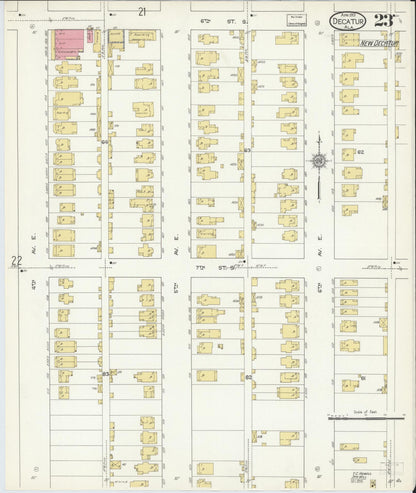 Sanborn Fire Insurance Map from Decatur, Morgan County, Alabama (1913), Sheet #0023 - Complete Map Set gallery image, historic Sanborn map, vintage wall art, Alabama Alabama