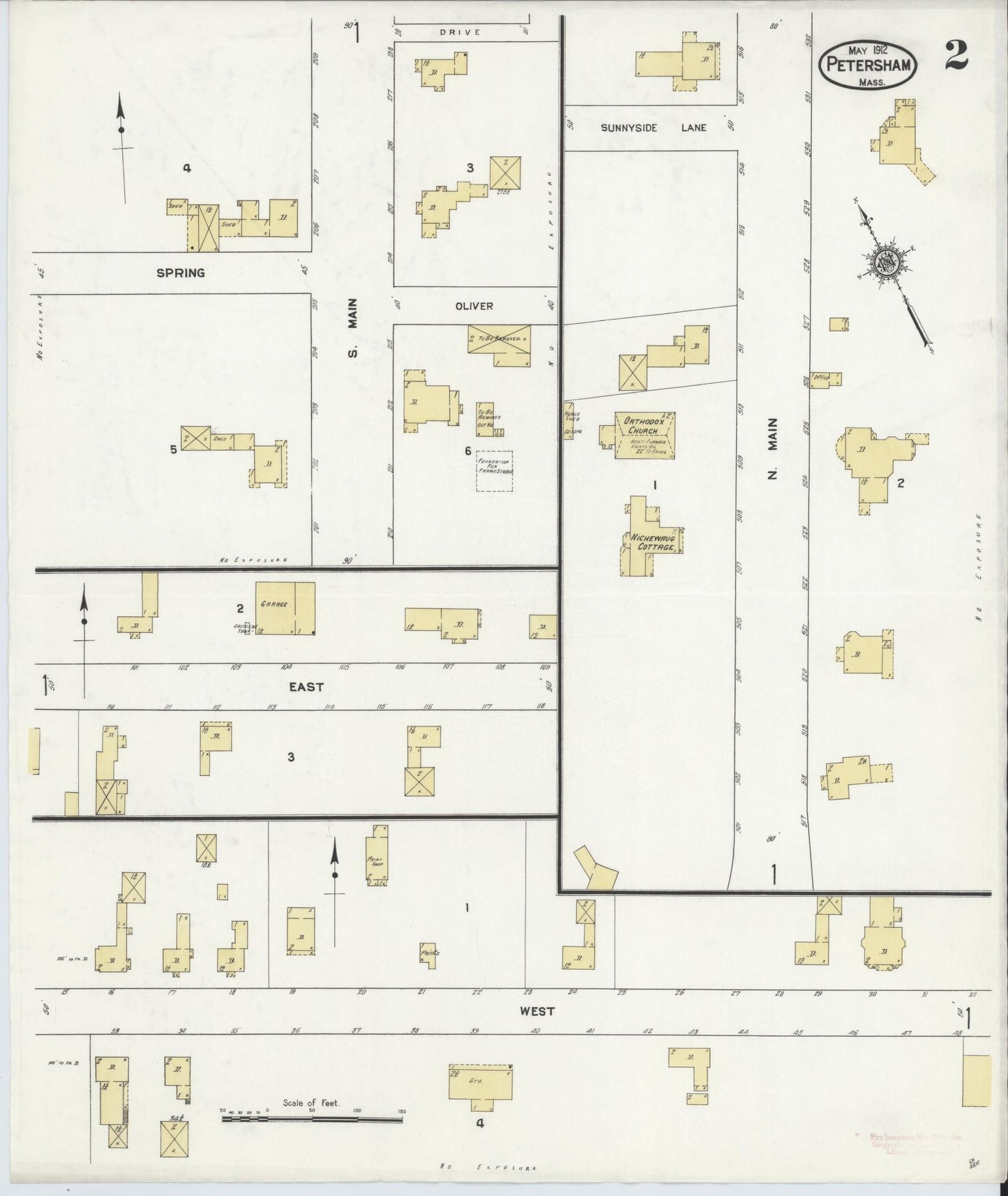 Sanborn Fire Insurance Map from Petersham, Worcester County, Massachusetts (1912), Sheet #0002 - Complete Map Set gallery image, historic Sanborn map, vintage wall art, Massachusetts Massachusetts